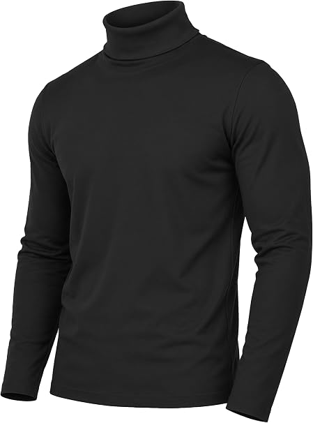URBAN BUCK Turtleneck Men Shirt Long Sleeve Ribbed Knitted Casual