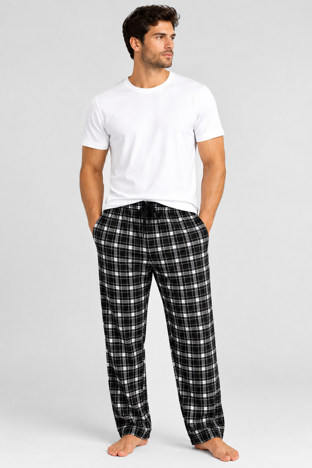 Men's 2-Pack Cotton Brushed checkered Lounge Pants